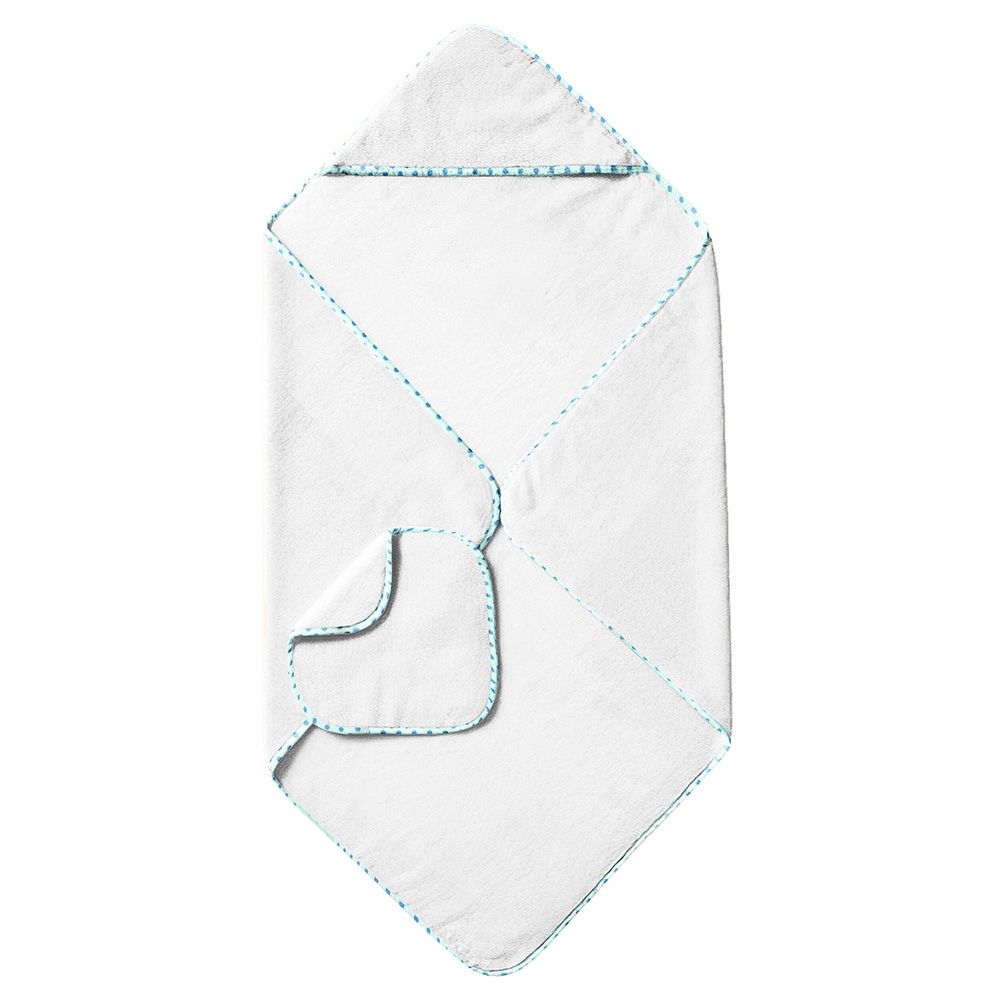 The Baby Atelier - Organic Hooded Towel Set - Blue On Blue