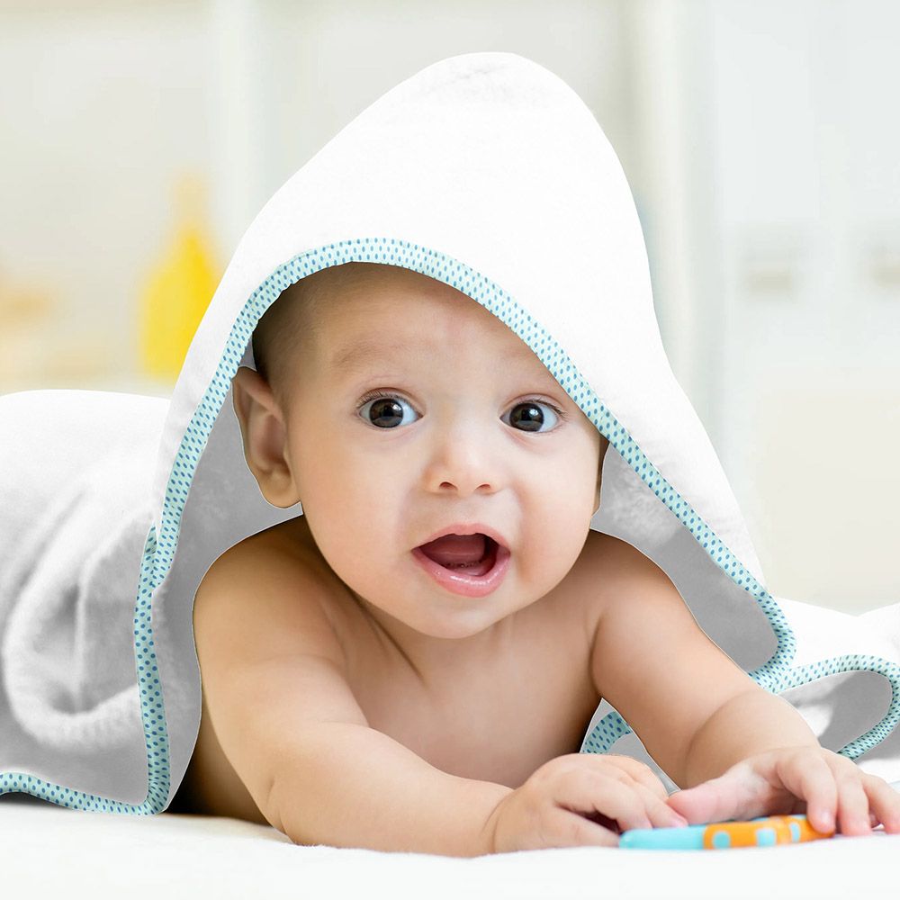 The Baby Atelier - Organic Hooded Towel Set - Blue On Blue