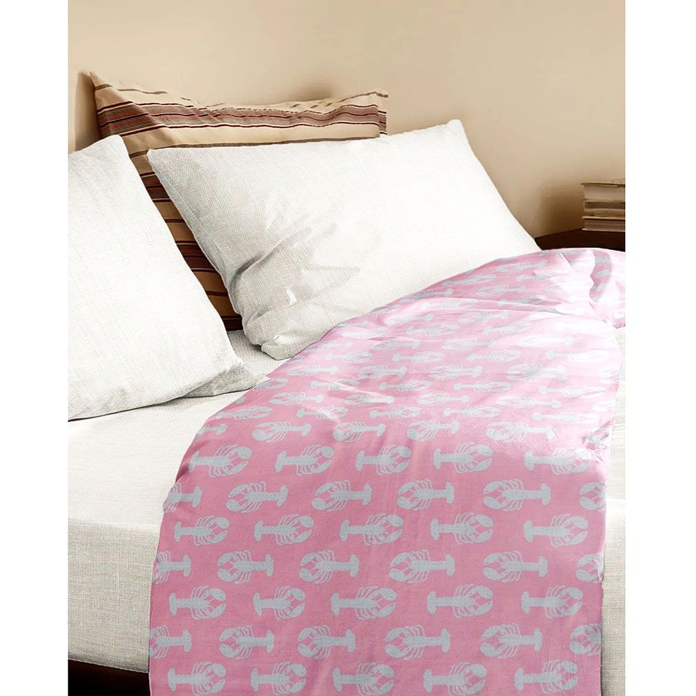 The Baby Atelier - Junior Bed Cover - Queen - Pink Crab