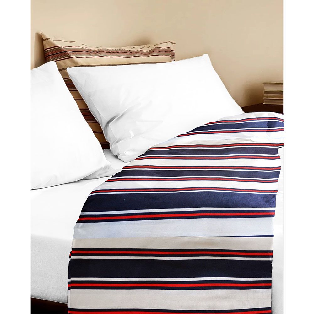 The Baby Atelier - Junior Bed Cover - Queen - Blue & Red Stripes