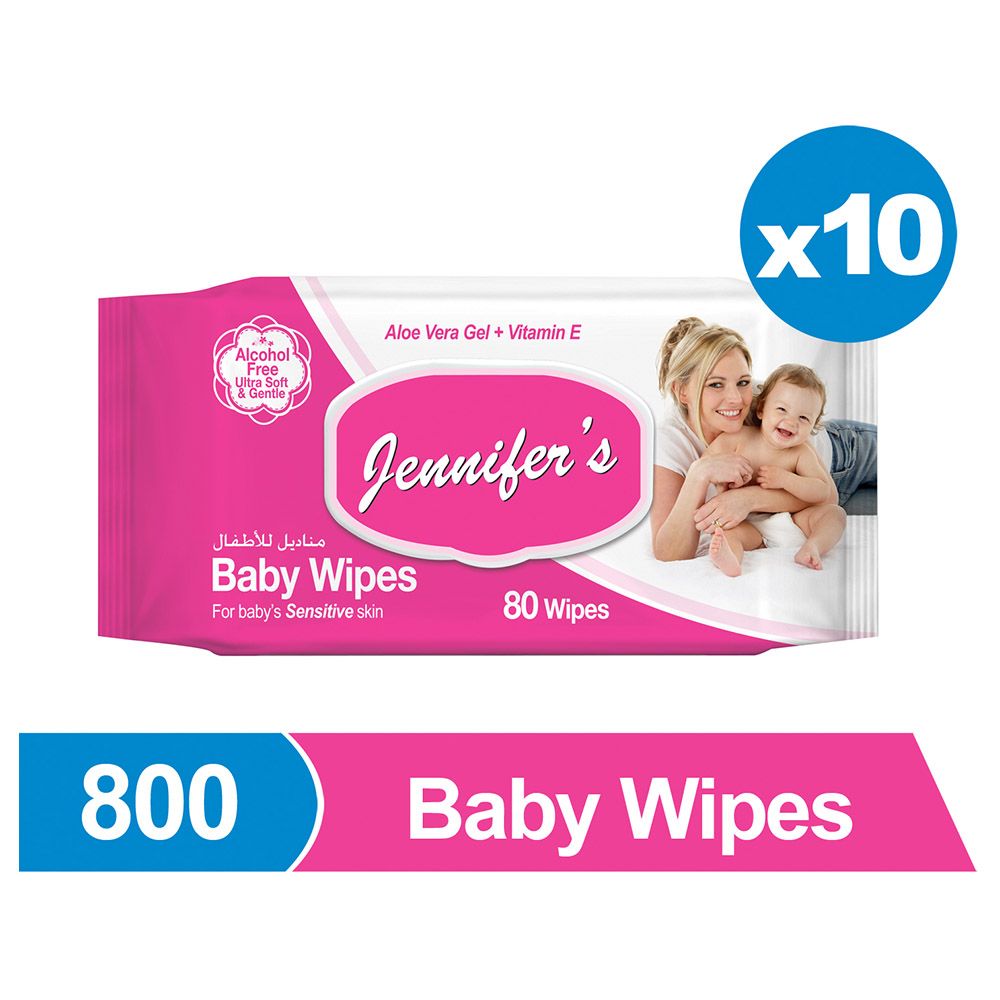 Jennifer's Baby Wipes 80s Pack of 10 - 800 Wipes