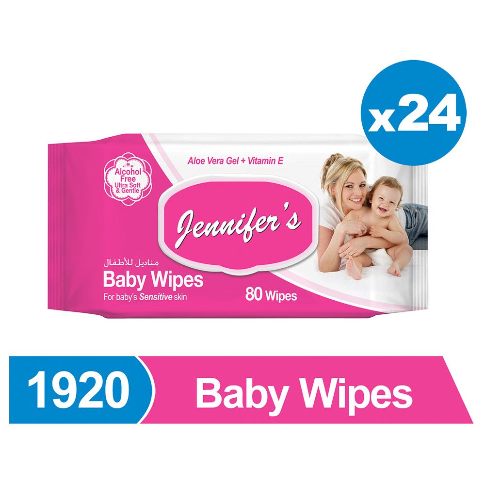 Jennifer's Baby Wipes 80s Pack of 24 - 1920 Wipes