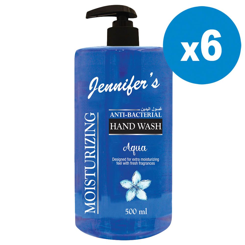 Jennifer's Hand Wash 500ml Aqua x6 3000ml