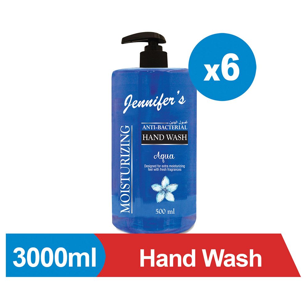 Jennifer's Hand Wash 500ml Aqua x6 3000ml