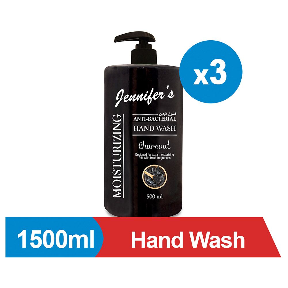 Jennifer's Hand Wash 500ml Charcoal x3 1500ml