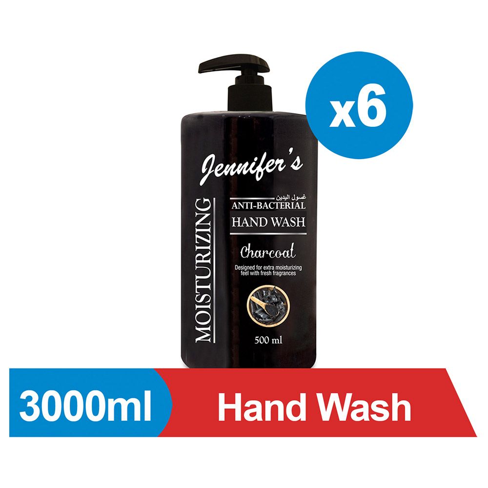 Jennifer's Hand Wash 500ml Charcoal x6 3000ml