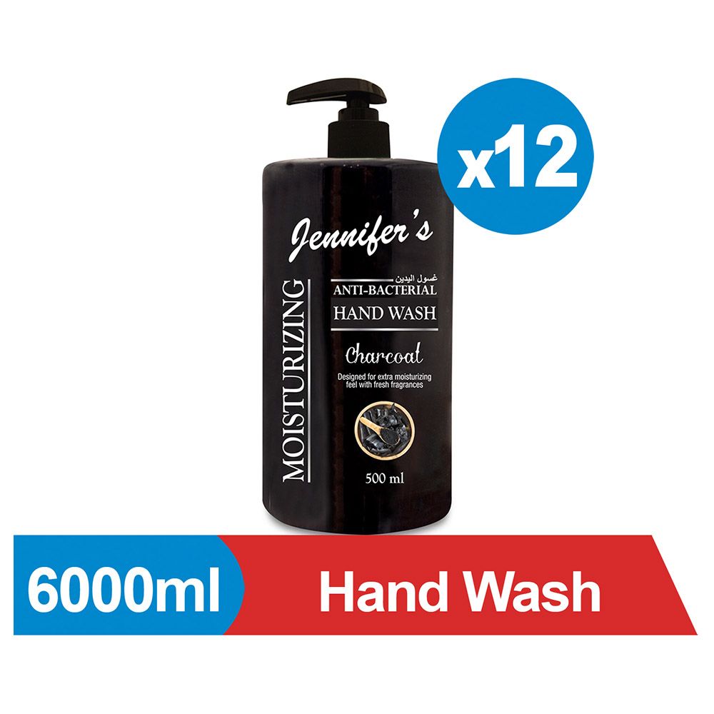 Jennifer's Hand Wash 500ml Charcoal x12 6000ml