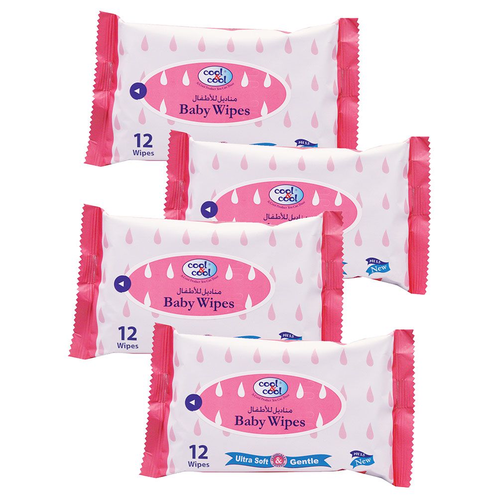 Cool & Cool - Baby Wipes Ultra Soft & Gentle 12's Pack of 4