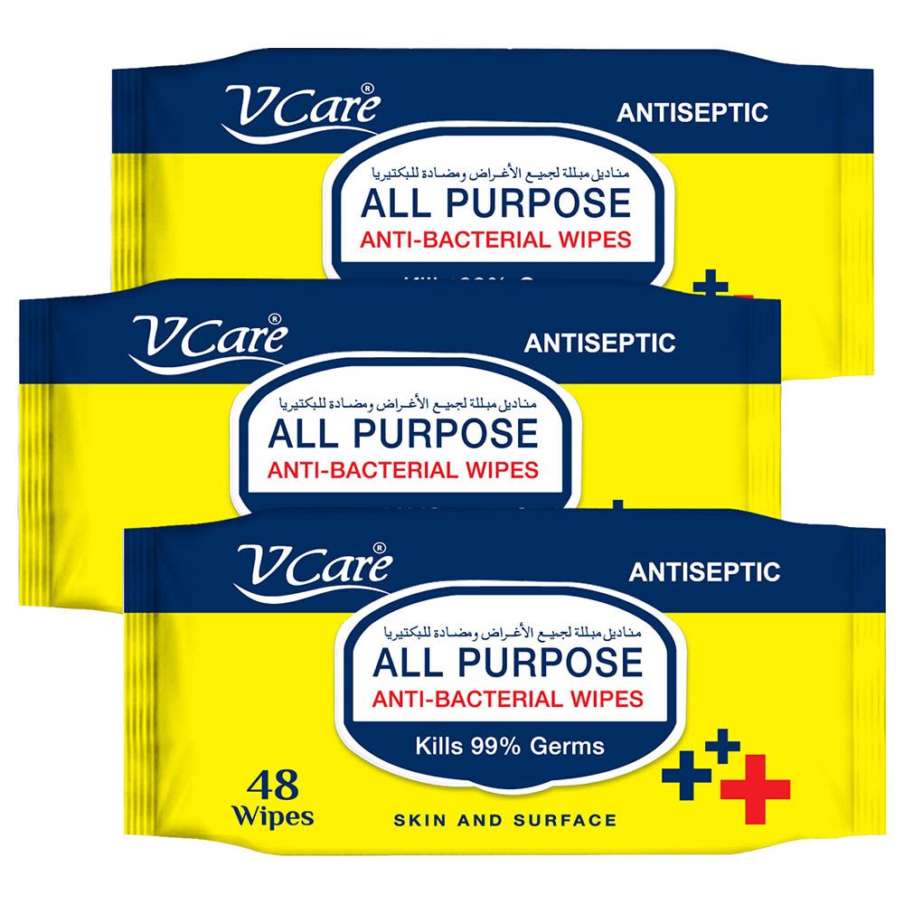 Vcare All Purpose Anti-Bacterial Wipes 48's Buy 2 Get 1 Free