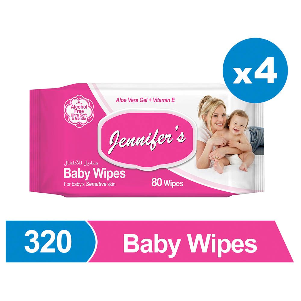 Jennifer's Baby Wipes 80s Pack of 4 - 320 Wipes