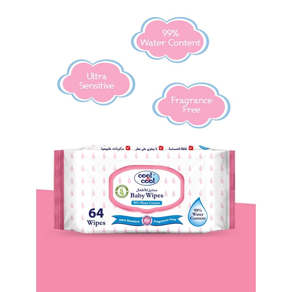 Cool & Cool - Baby Wipes 64's x6, 384 Counts