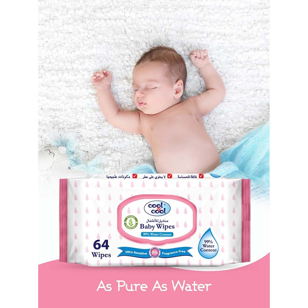 Cool & Cool - Baby Wipes 64's x6, 384 Counts