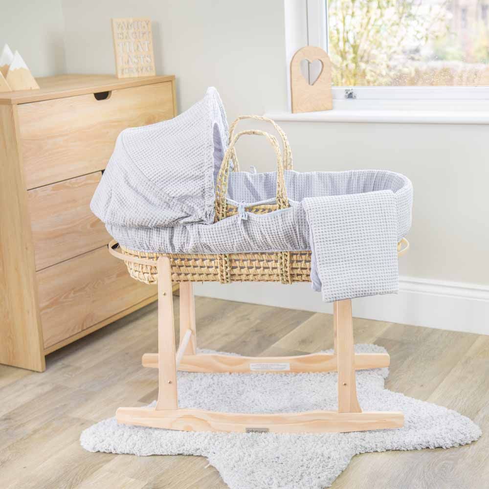 Clair de Lune - Waffle Palm Moses Basket - Grey (Exclusive)