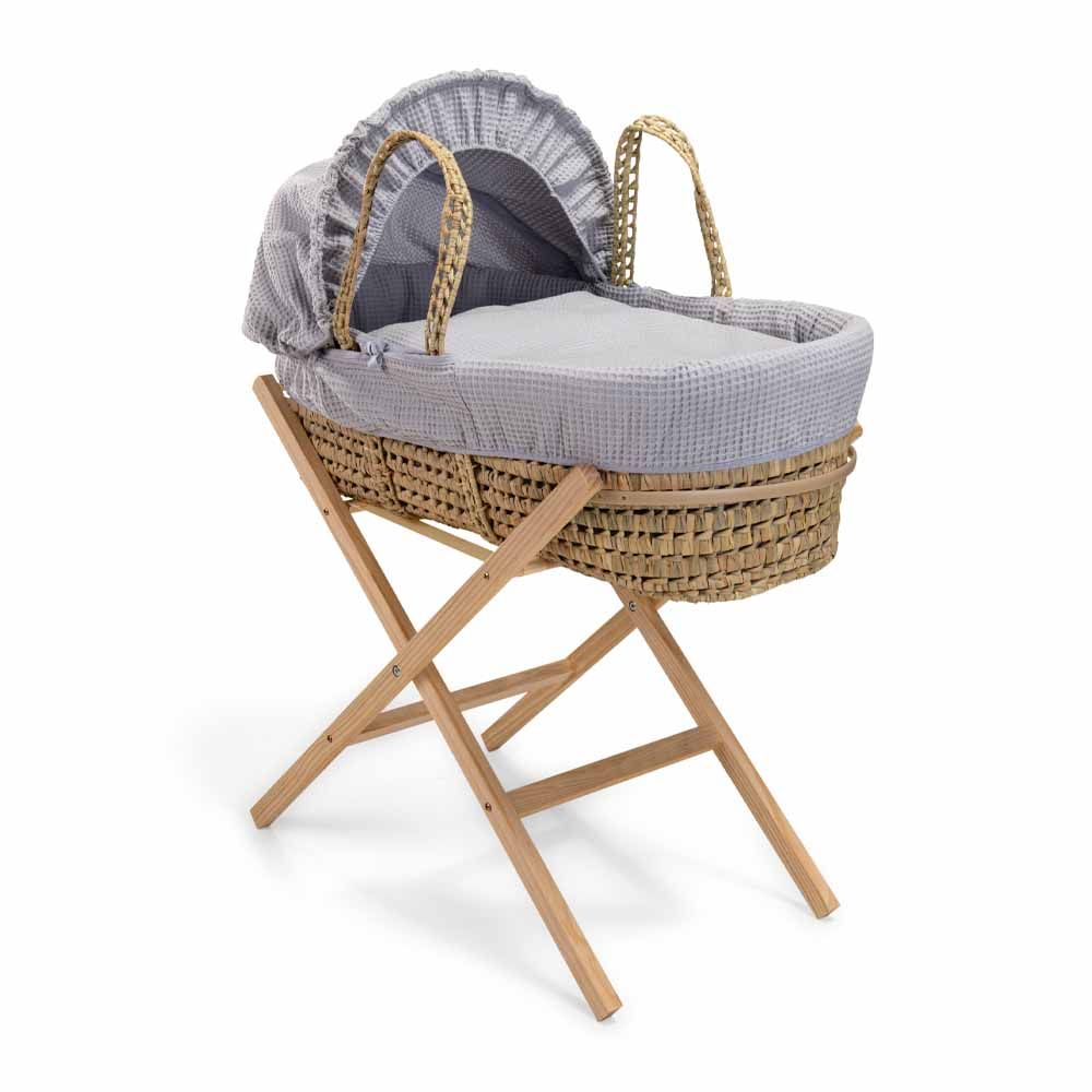 Clair de Lune - Waffle Palm Moses Basket - Grey (Exclusive)