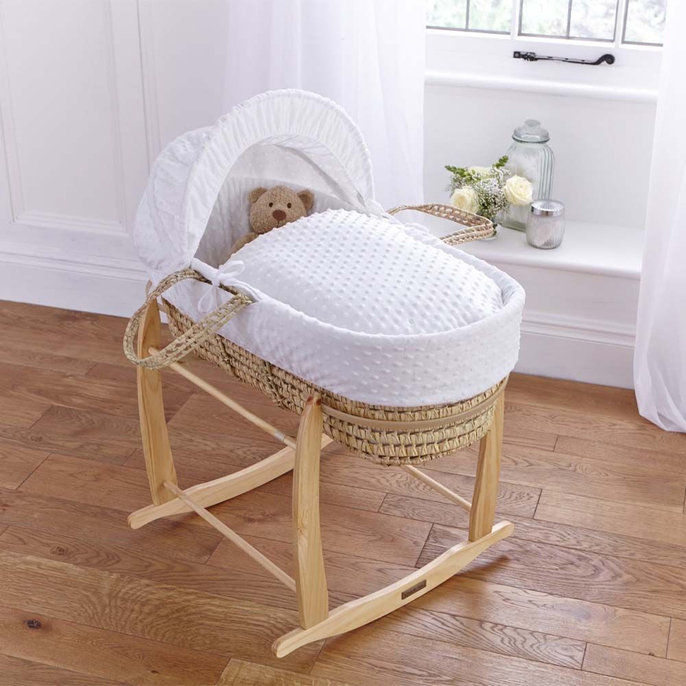 Clair de Lune - Dimple Palm Moses Basket - White (Exclusive)