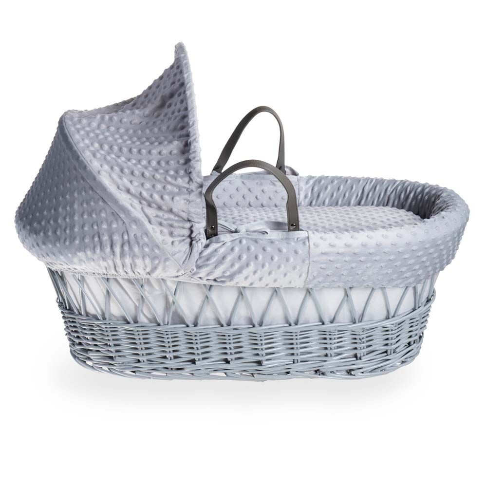 Clair de Lune - Dimple Grey Wicker Moses Basket - Grey (Exclusive)