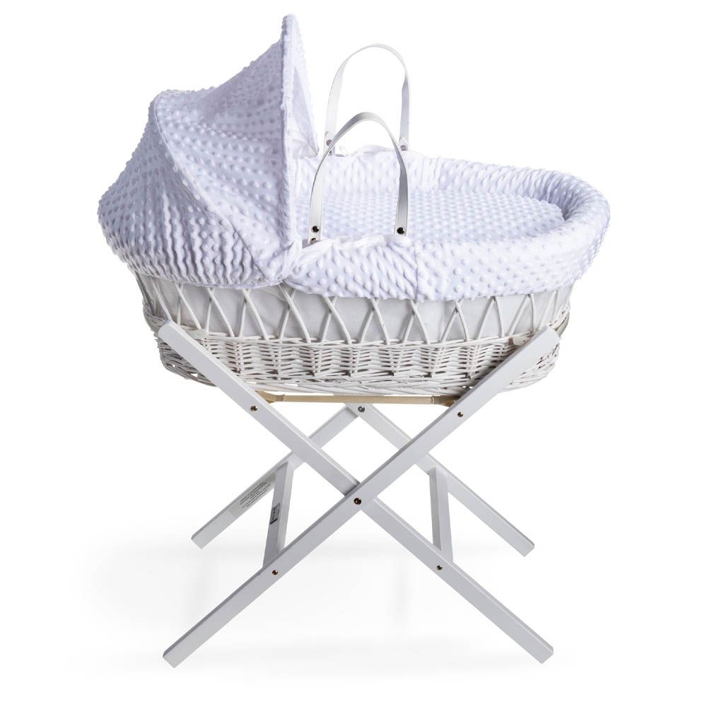 Clair de Lune - Dimple White Wicker Moses Basket - White (Exclusive)