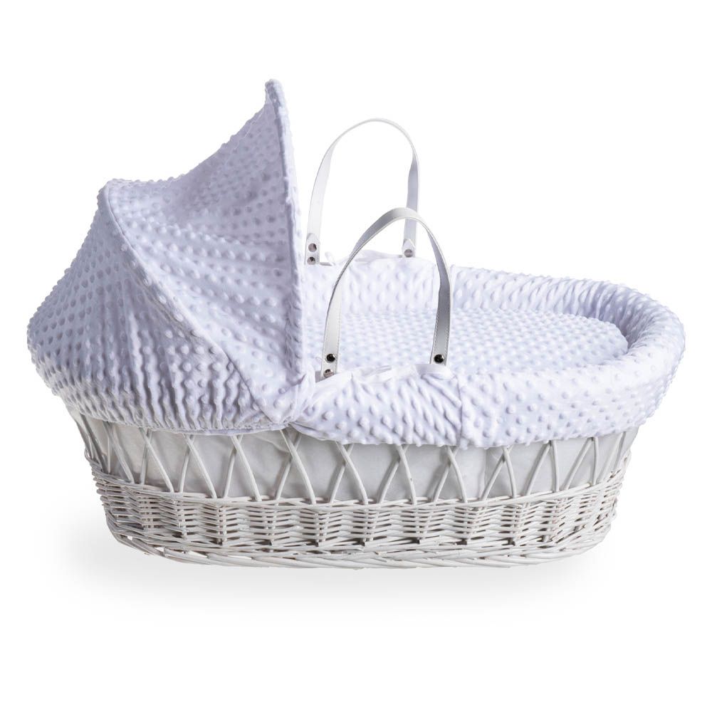 Clair de Lune - Dimple White Wicker Moses Basket - White (Exclusive)