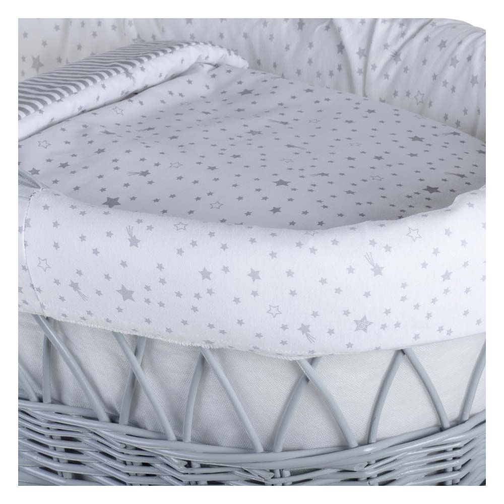 Clair de Lune - Stars & Stripes Grey Wicker Moses Basket - Grey (Exclusive)