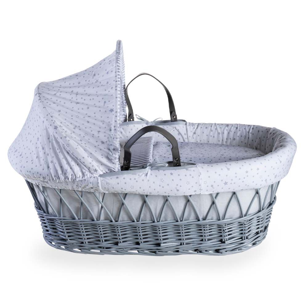 Clair de Lune - Stars & Stripes Grey Wicker Moses Basket - Grey (Exclusive)