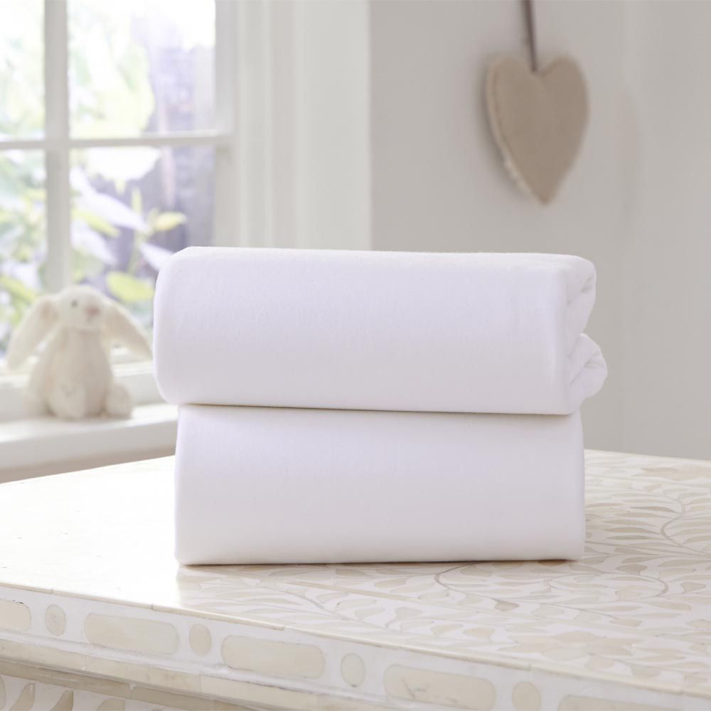 Clair de Lune - Fitted Cotton Cot Sheets - Pack of 2 - White (Exclusive)