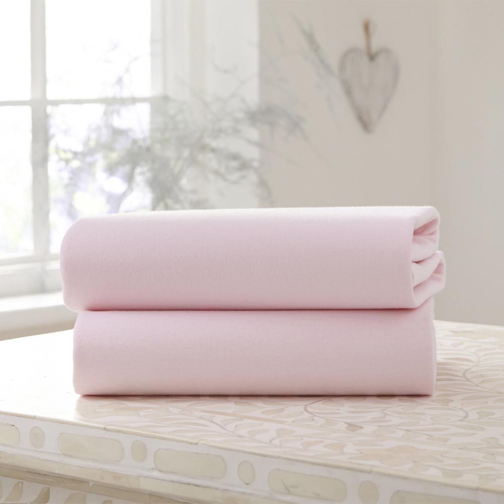 Clair de Lune - Fitted Cotton Cot Bed Sheets - Pack of 2 - Pink (Exclusive)