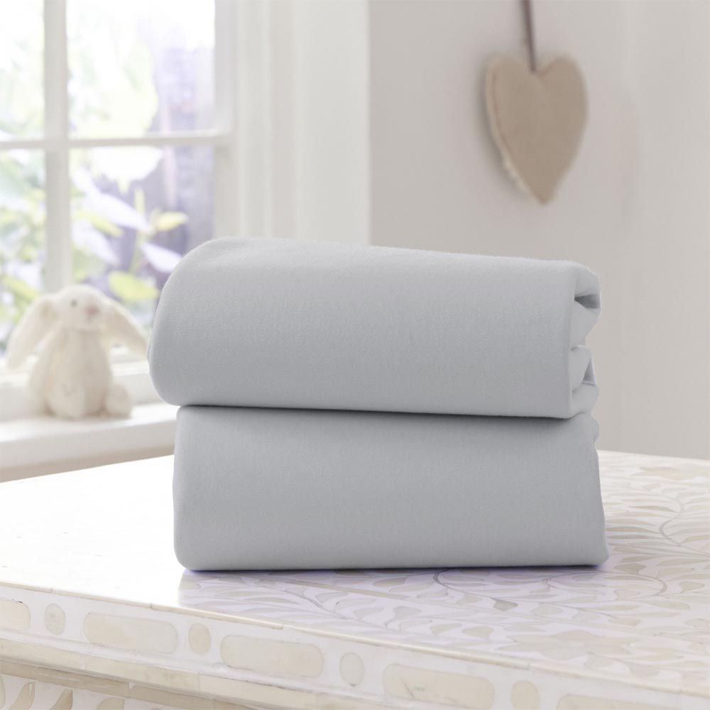 Clair de Lune - Fitted Cotton Moses Basket Sheets - Pack of 2 - Grey