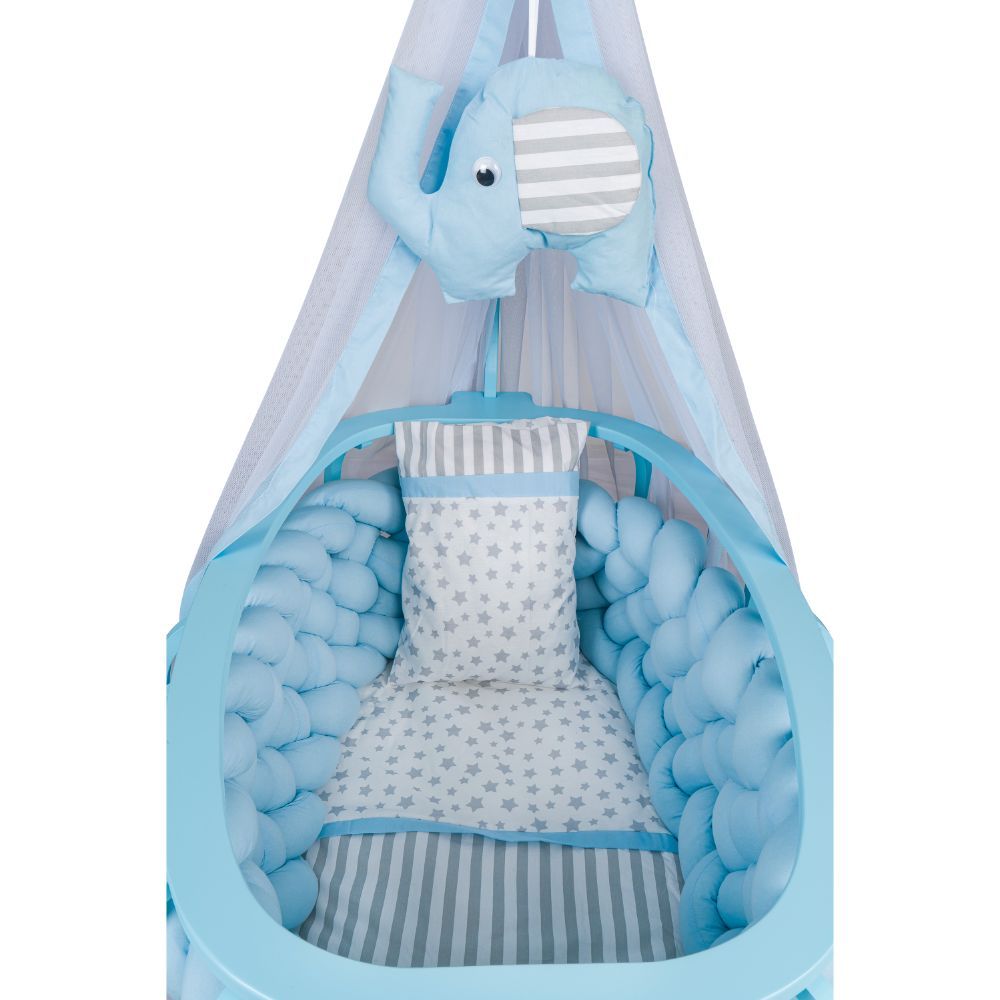 Bebbe - Modena Lux Braided Textile Cradle 55x90cm - Blue