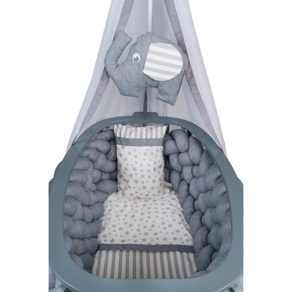 Bebbe - Modena Lux Braided Textile Cradle 55x90cm - Grey