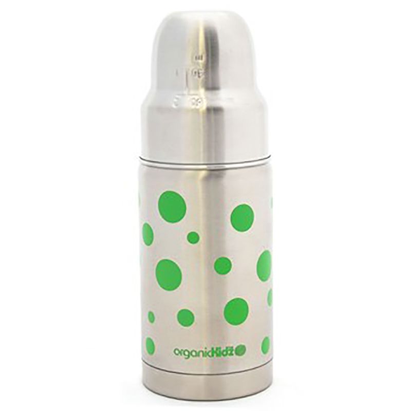 OrganicKidz - Thermal Bottle Wide Mouth Green Dots - 210ml