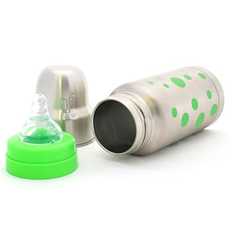 OrganicKidz - Thermal Bottle Wide Mouth Green Dots - 210ml