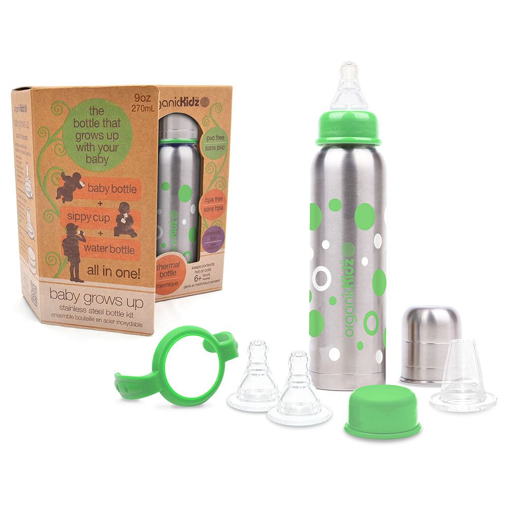 OrganicKidz - Baby Grows Up Gift Narrow Necked Bottle Set - Green