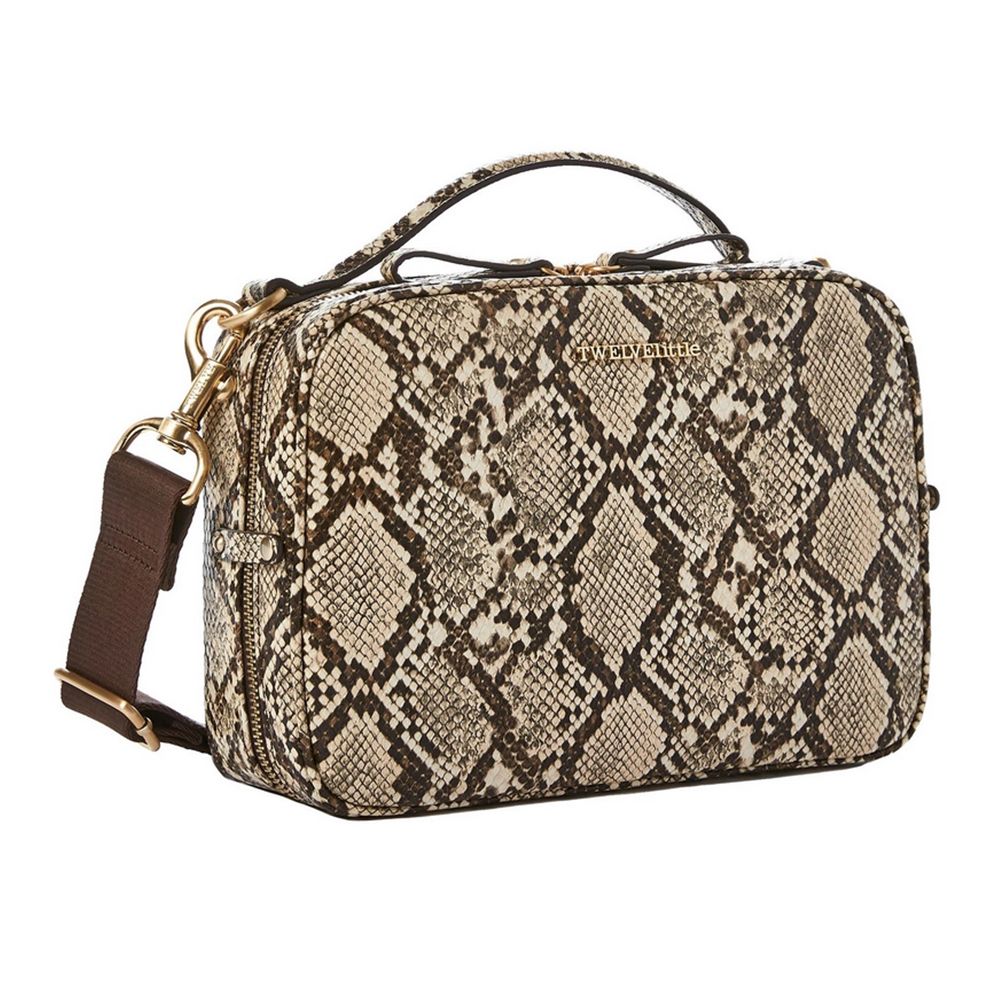 Twelvelittle - Luxe Diaper Embossed Snake Clutch - Brown