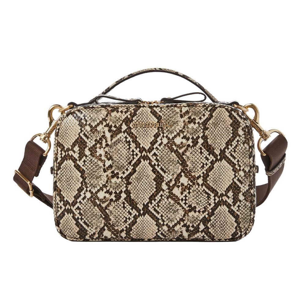 Twelvelittle - Luxe Diaper Embossed Snake Clutch - Brown