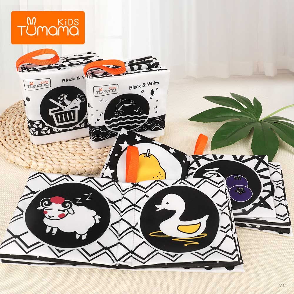 Tumama Cloth Books With Extra Colour 4pcs Black White