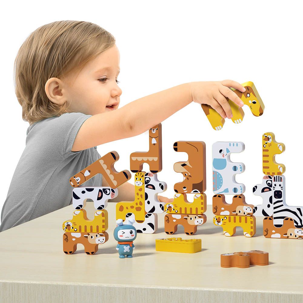 Tumama Animals Stacking Game 15pcs Brown Yellow White