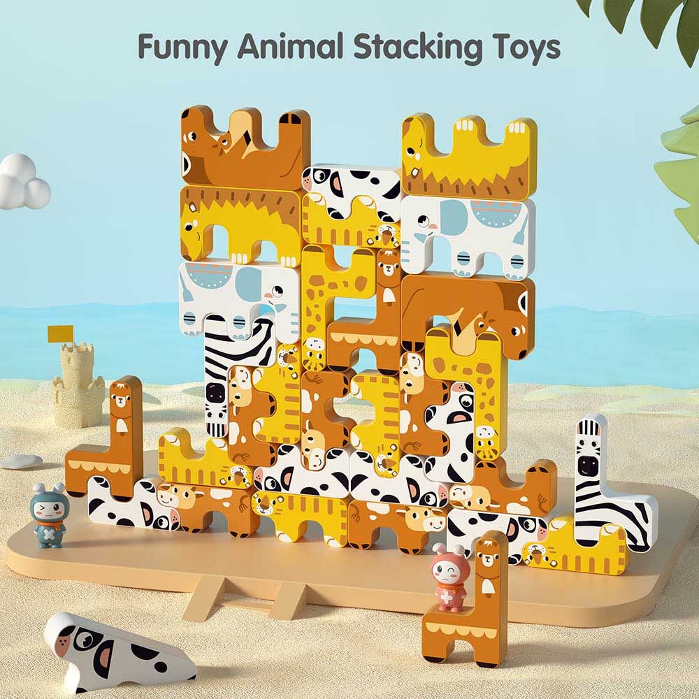 Tumama Animals Stacking Game 15pcs Brown Yellow White