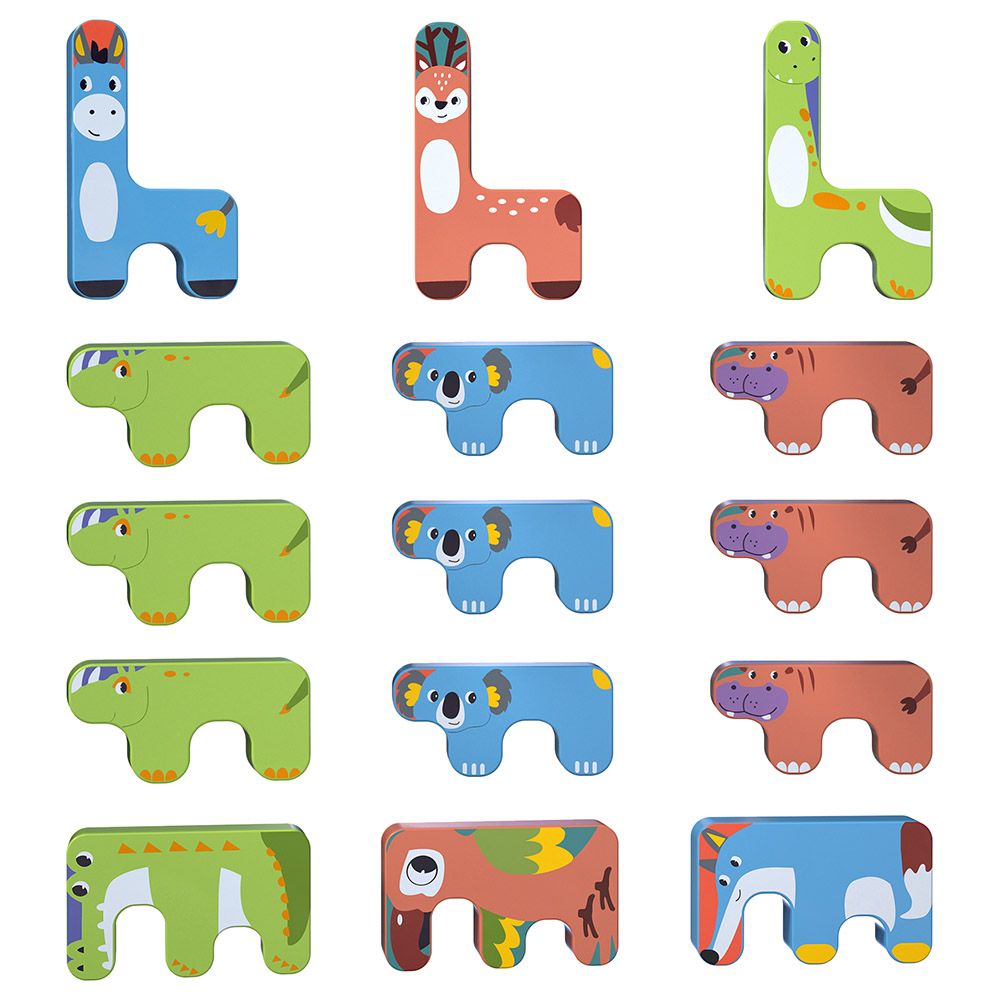 Tumama Animals Stacking Game 15pcs Red Green Blue