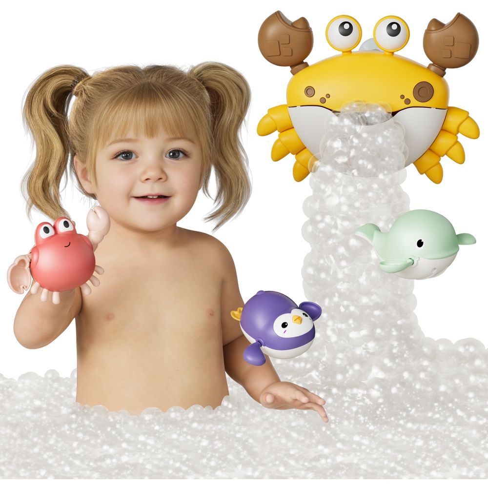 Tumama Kids - Bubble Making Crab Toy W/ Bath Toys Set - 4pcs