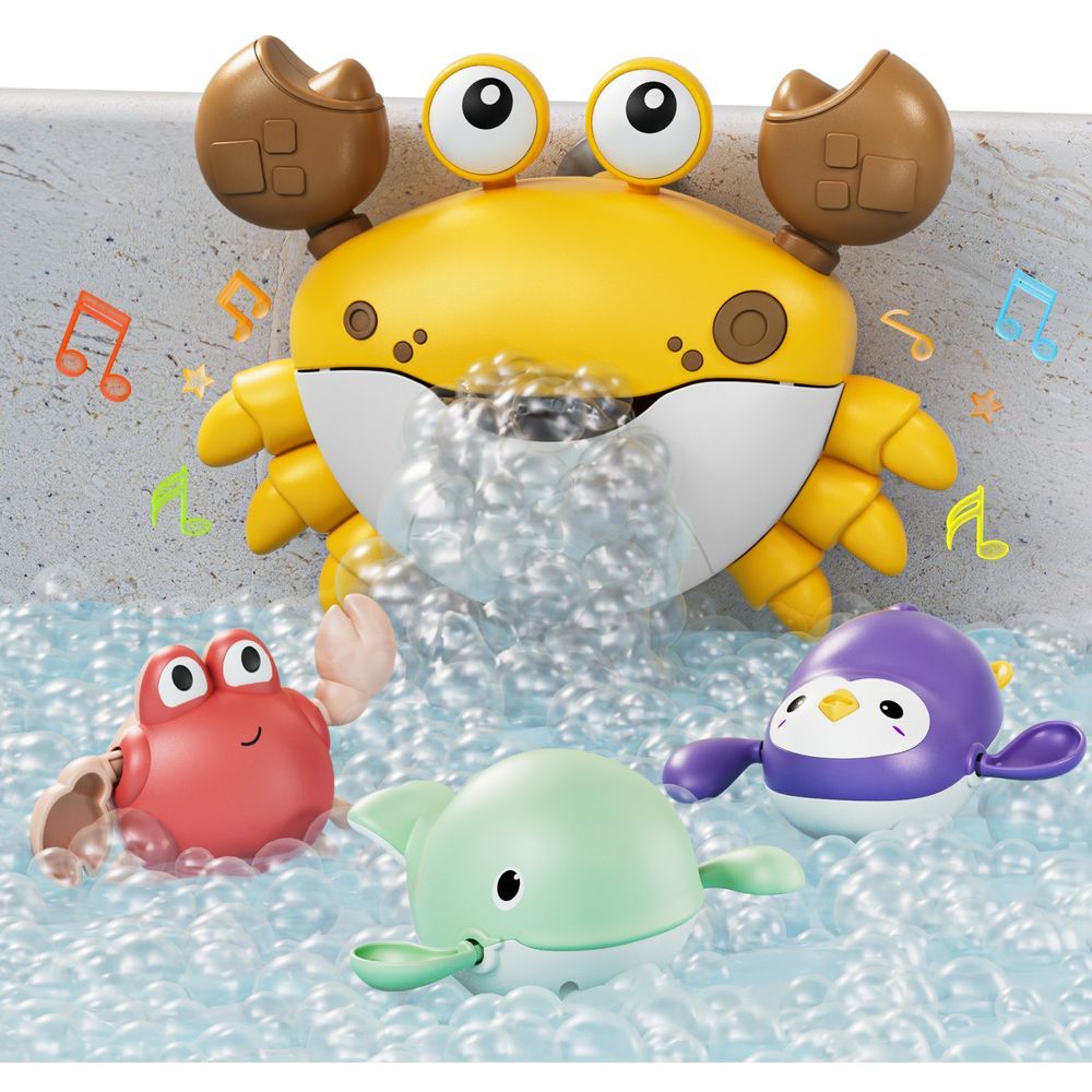 Tumama Kids - Bubble Making Crab Toy W/ Bath Toys Set - 4pcs