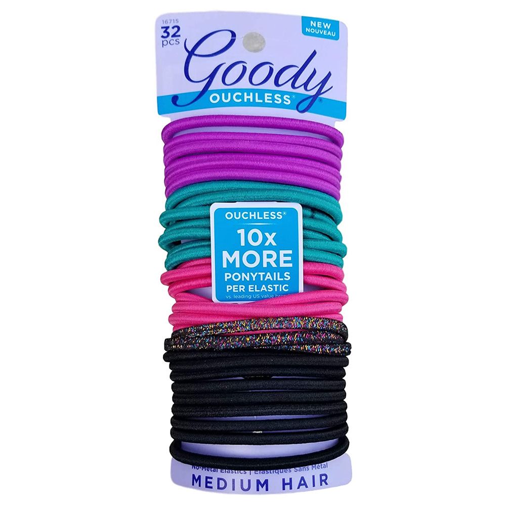 Goody - Ouchless Braided Elastics Dark Multiglitter 32ct