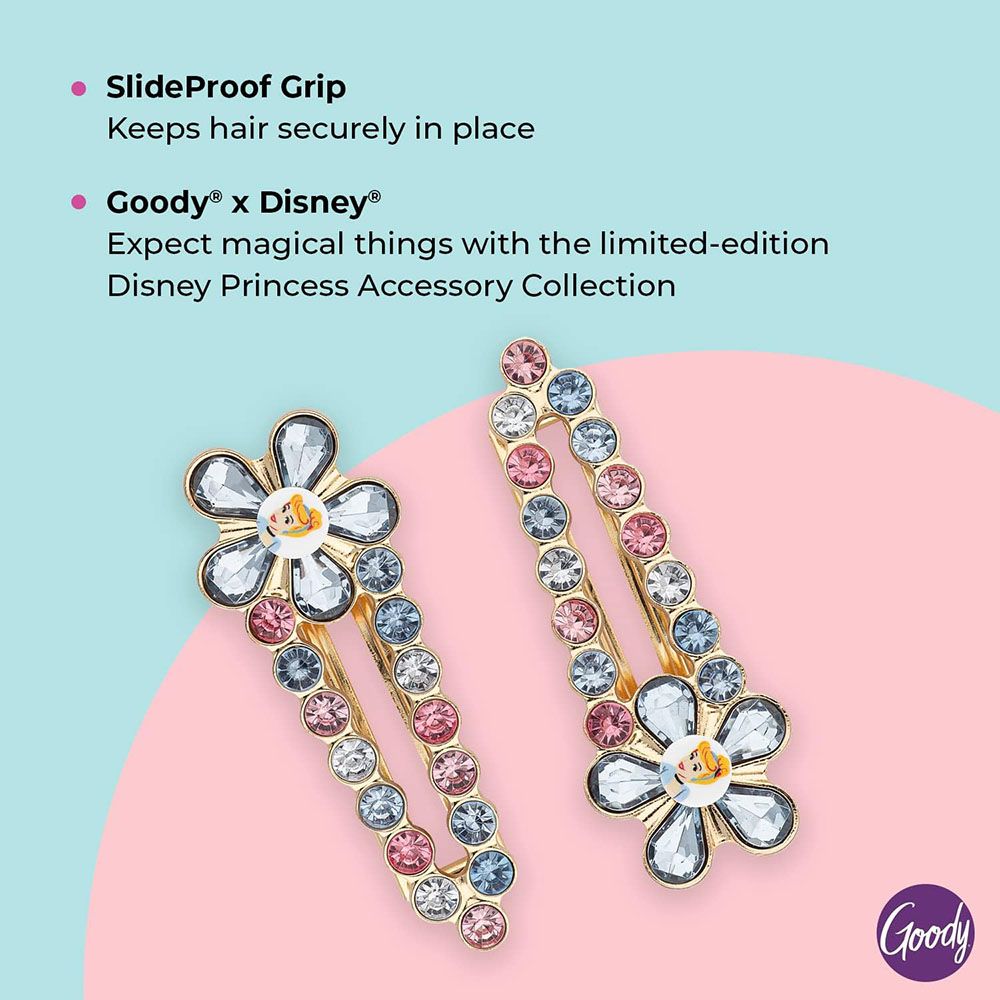 Goody - Disney Princess Cinderella Jewel Hinge Clips - 2pcs