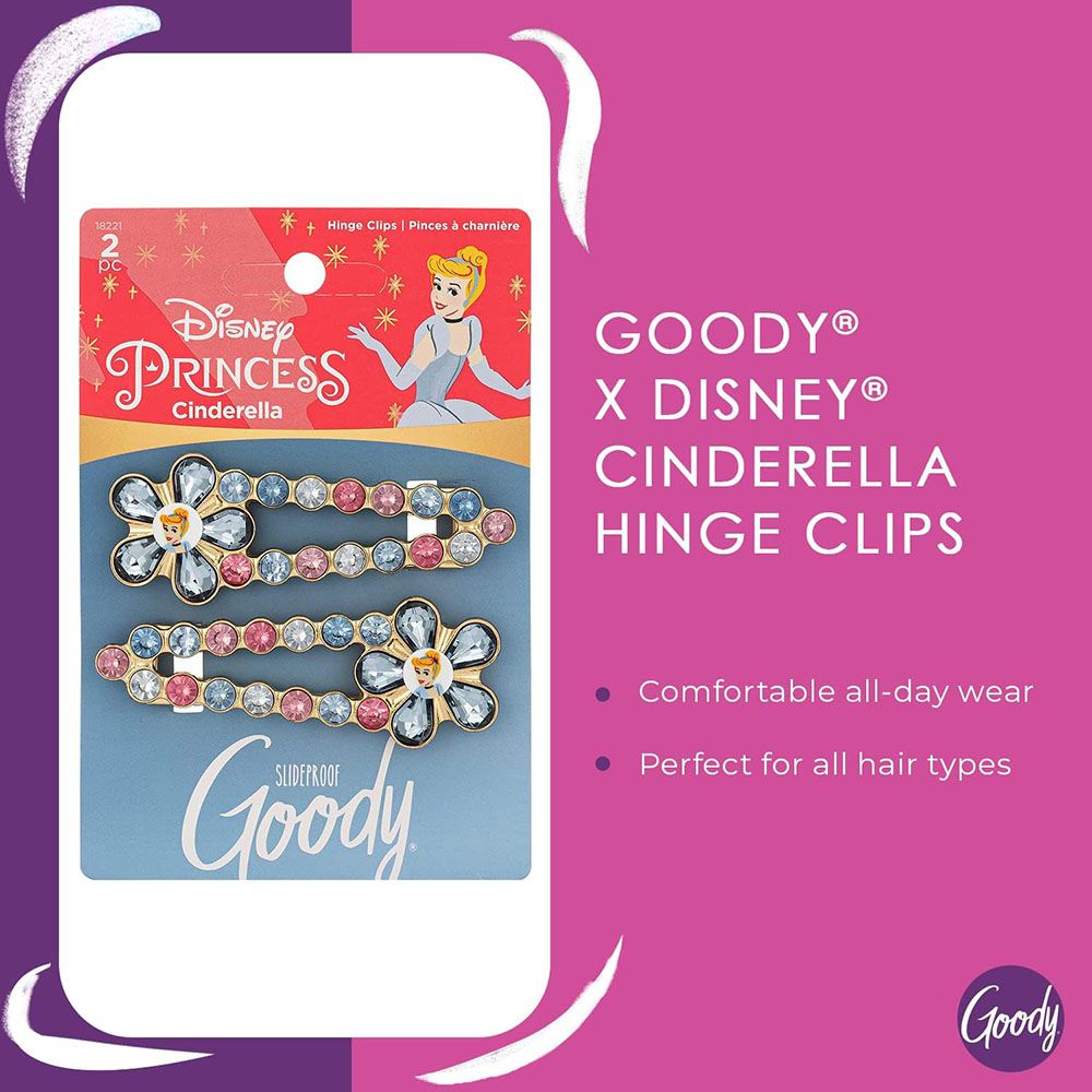 Goody - Disney Princess Cinderella Jewel Hinge Clips - 2pcs