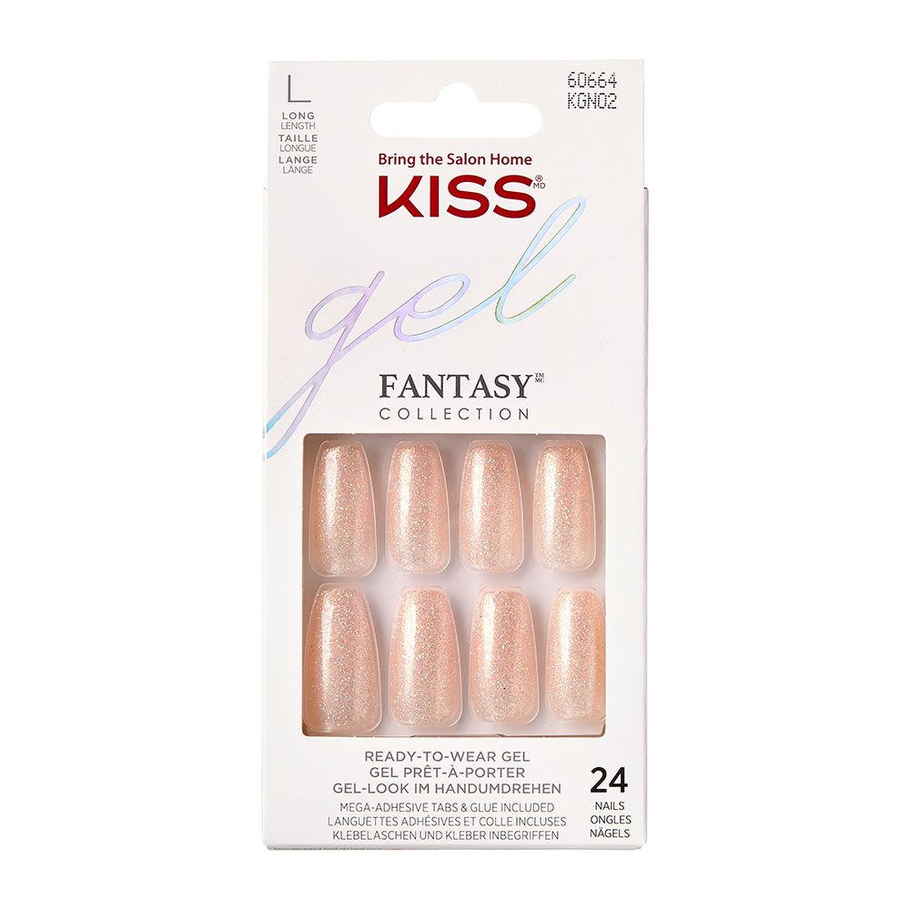 KISS - Gel Fantasy Nails Real Short Length - Beige & Glitter