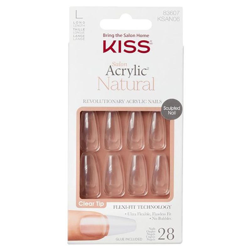 Kiss Salon Acrylic Natural Nails - Long Sculpted Coffin