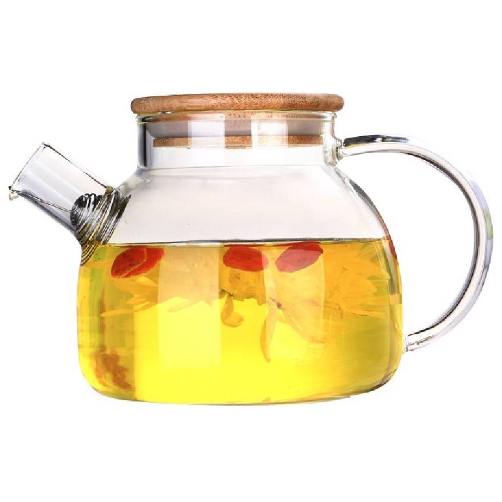 1Chase - Glass Teapot W/ Bamboo Lid & Removable Infuser 1000ml