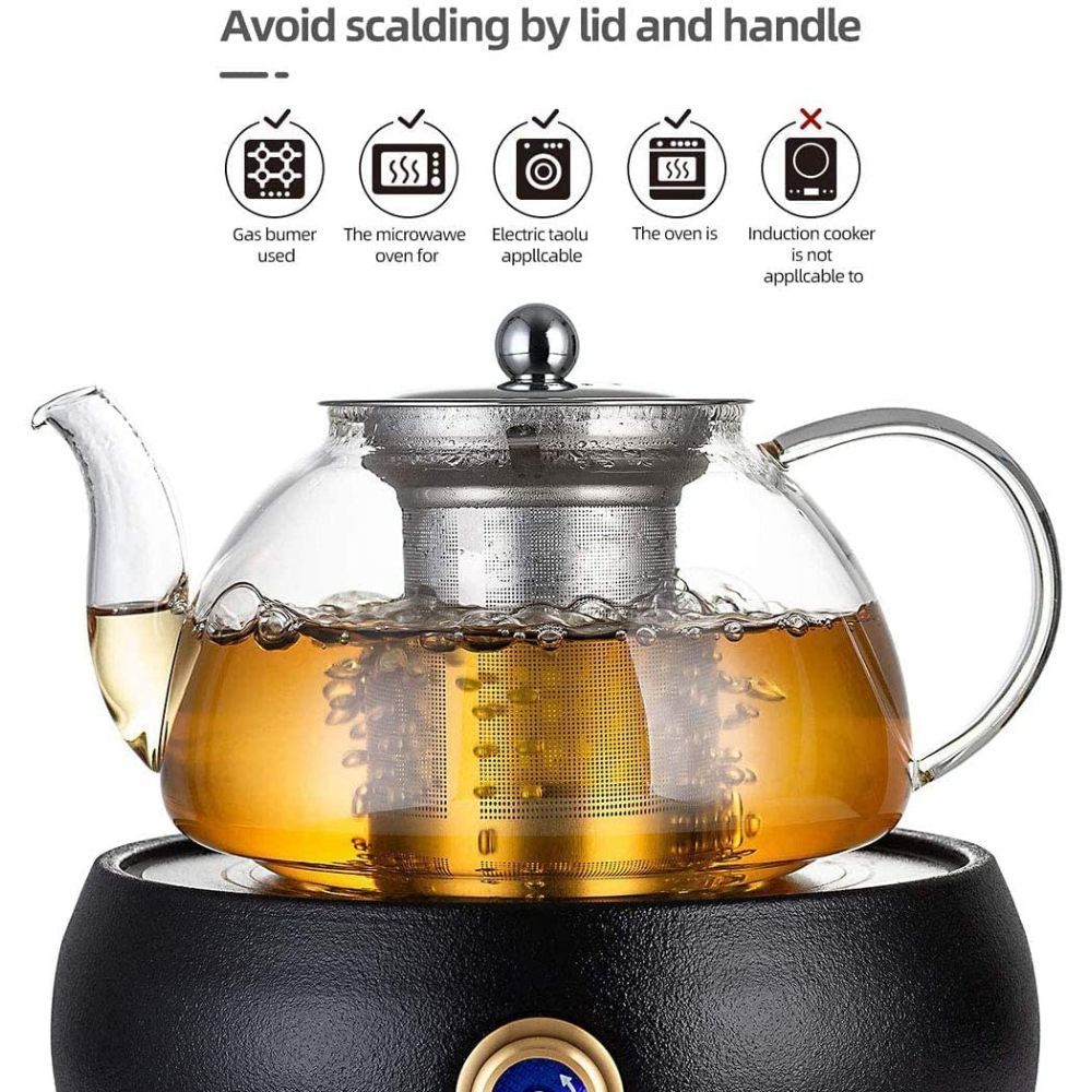 1Chase - Stovetop Safe Loose Leaf Tea Pot W/ Infuser 1000ml