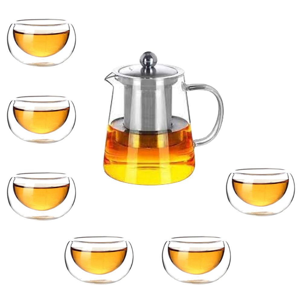 1Chase - Teapot 950ml W/ Double Wall Coffee Cup 6pcs