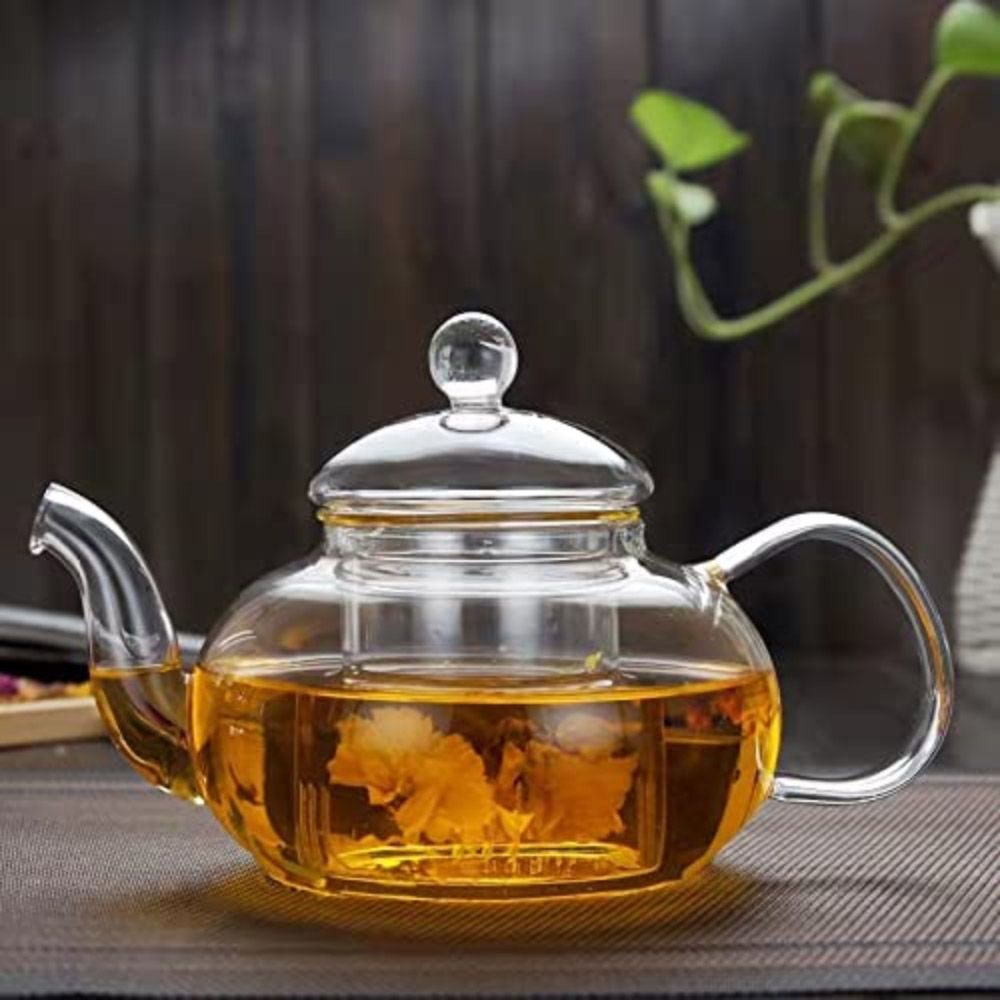 1Chase - Glass Tea Pot With Tea Warmer And Double Wall Glass 80 ml Pack of 6