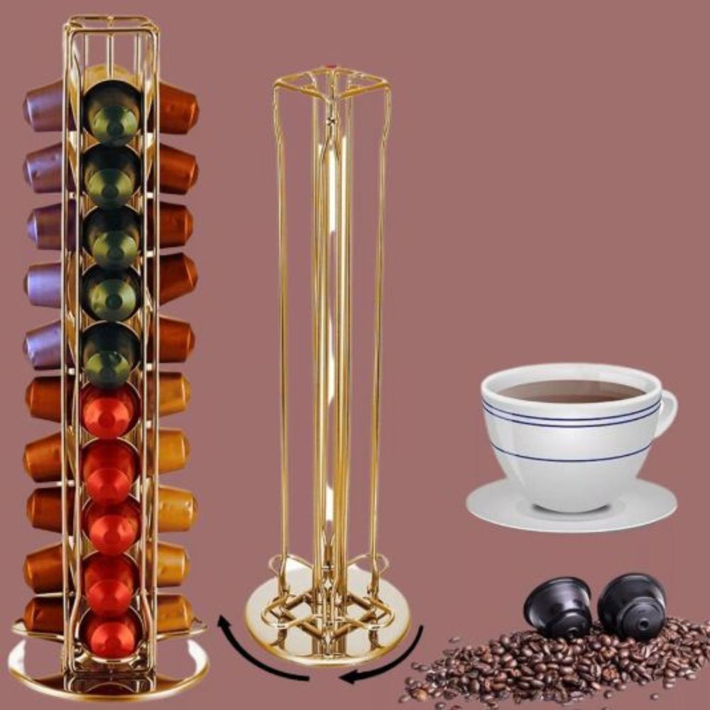 1Chase - Rotating Stainless Steel Coffee Capsule Holder - Gold